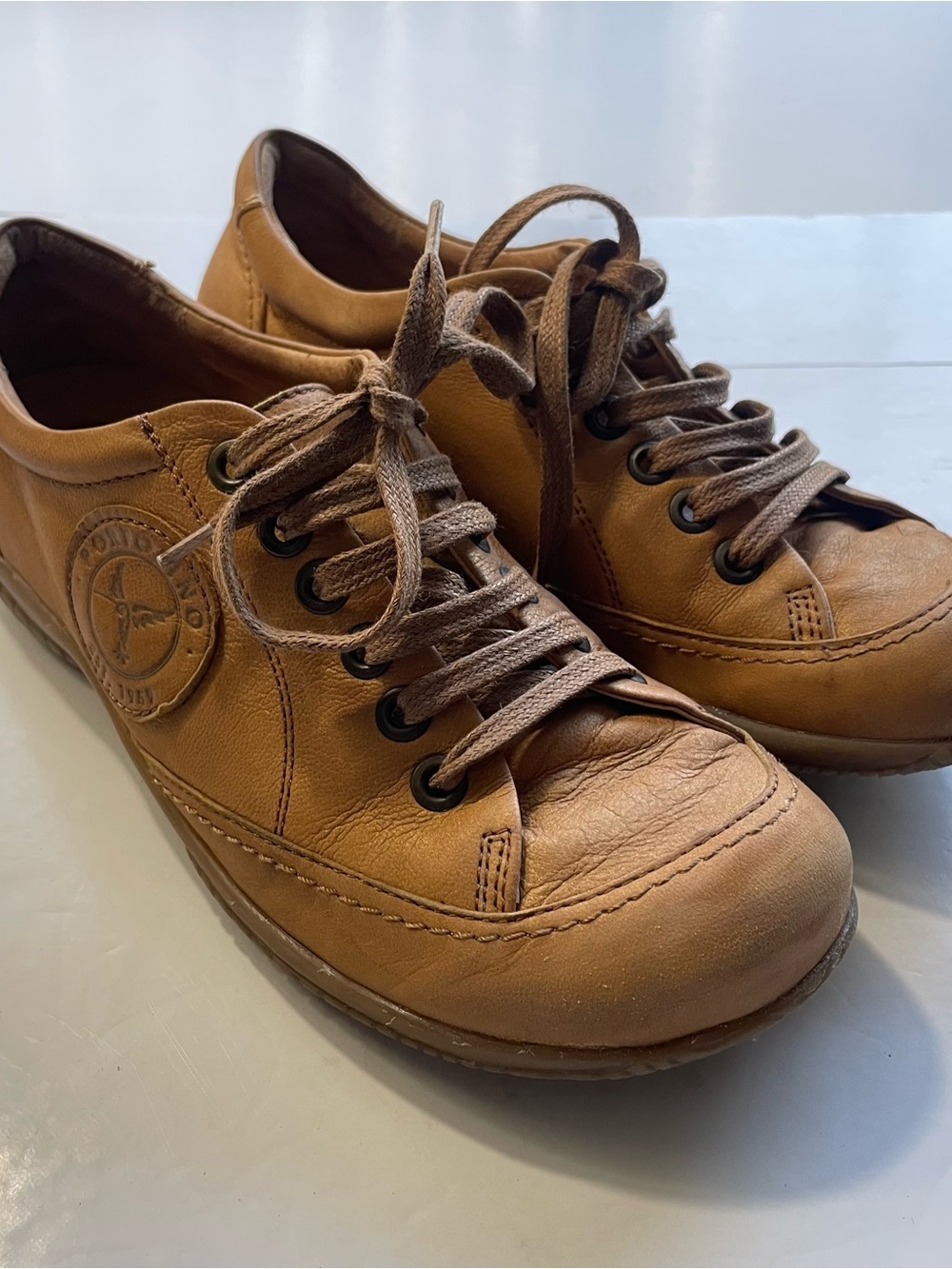 Portofino Tan Leather Comfort Sneakers Walking Shoes Size EU 37 US 6.5-7